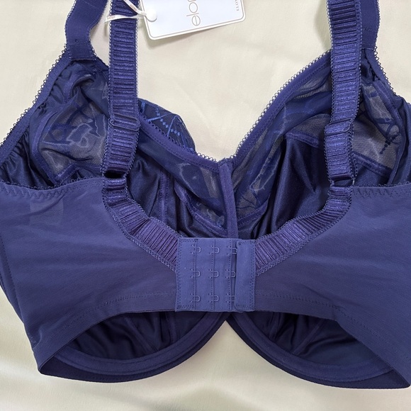 NWT Elomi Navy Blue Bra Sz 36N.  Sheer Upper Cup. Embroidered detail. - Picture 2 of 9